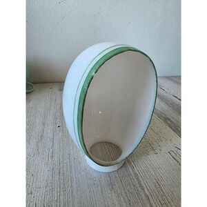 Vintage milk glass lamp shade green white oval art Deco